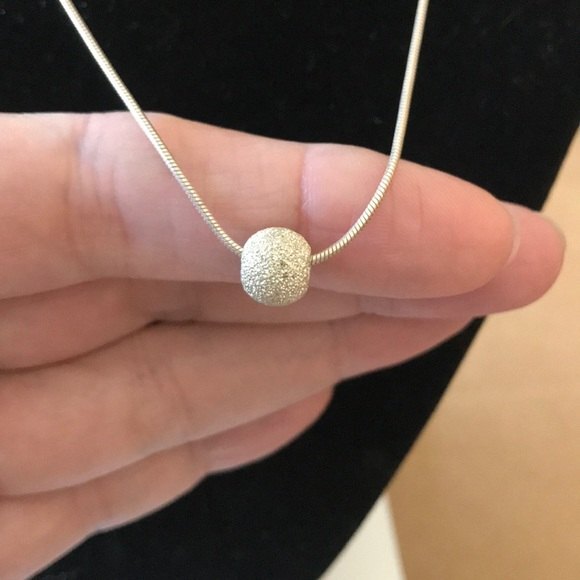 Sterling Silver Stardust Ball Pendant Sterling Chain Approx 16 Inch - Picture 2 of 7